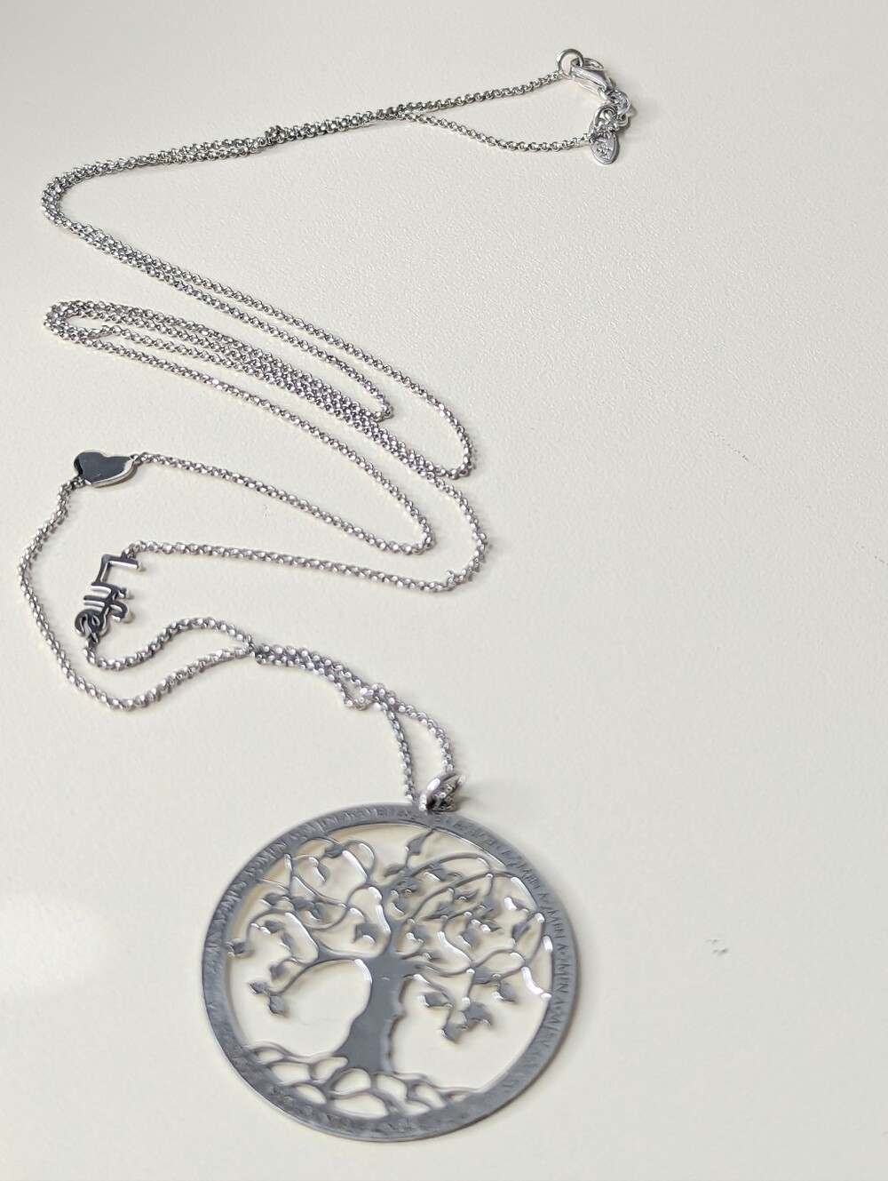 HOLYART 925 Sterling Silver Tree Of Life Necklace Embellished Silver Chain